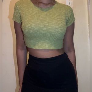 Green Crop Top Size: S Corduroy